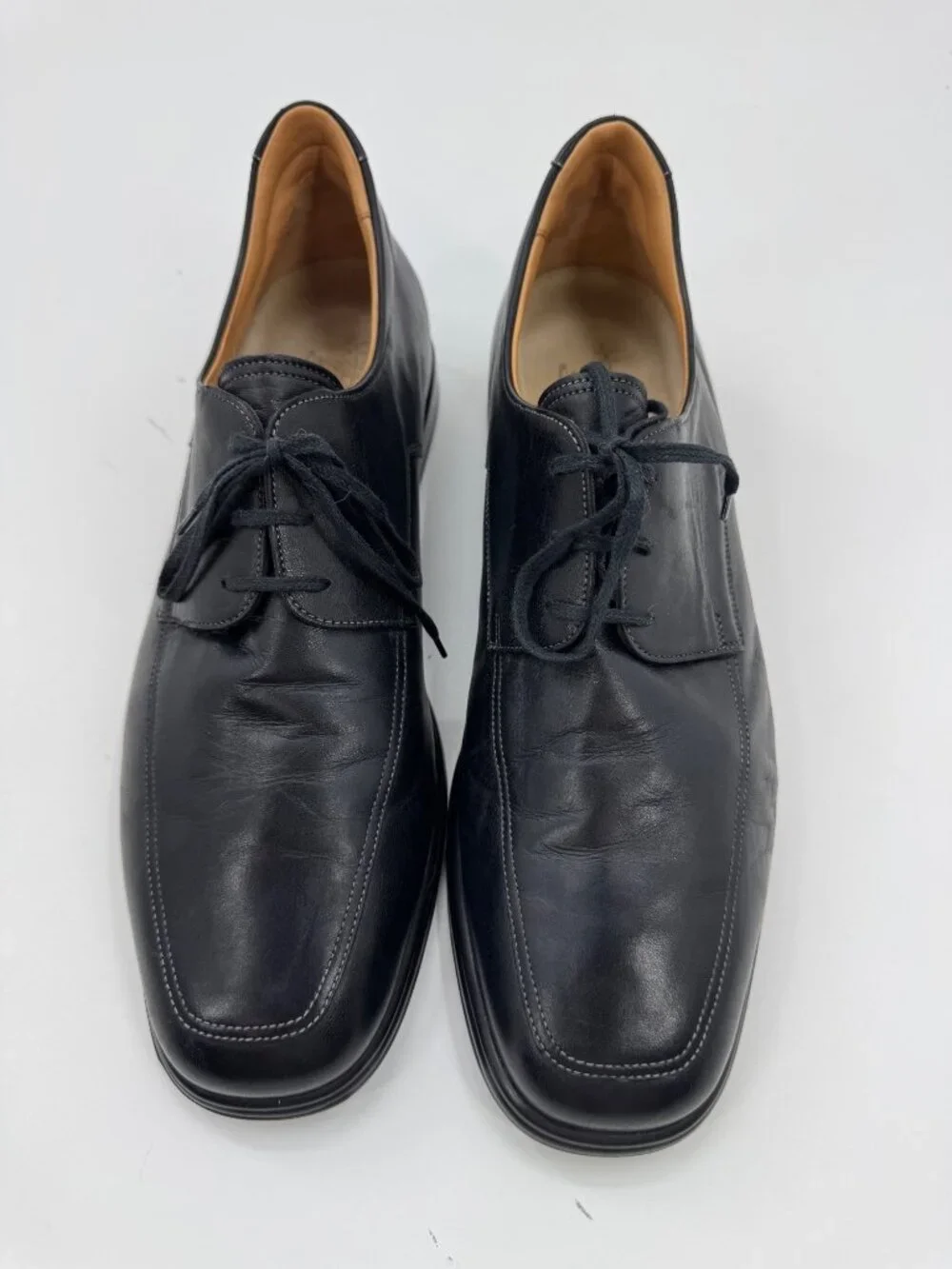 Nuvola By Santoni Mens Black Leather Lace-Up Dress Shoes Size 11 D